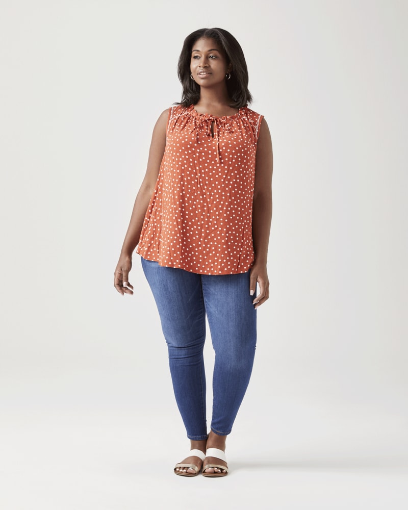 Plus size model wearing Morgan Ruffled Tank by BOBEAU | Dia&Co | dia_product_style_image_id:129496